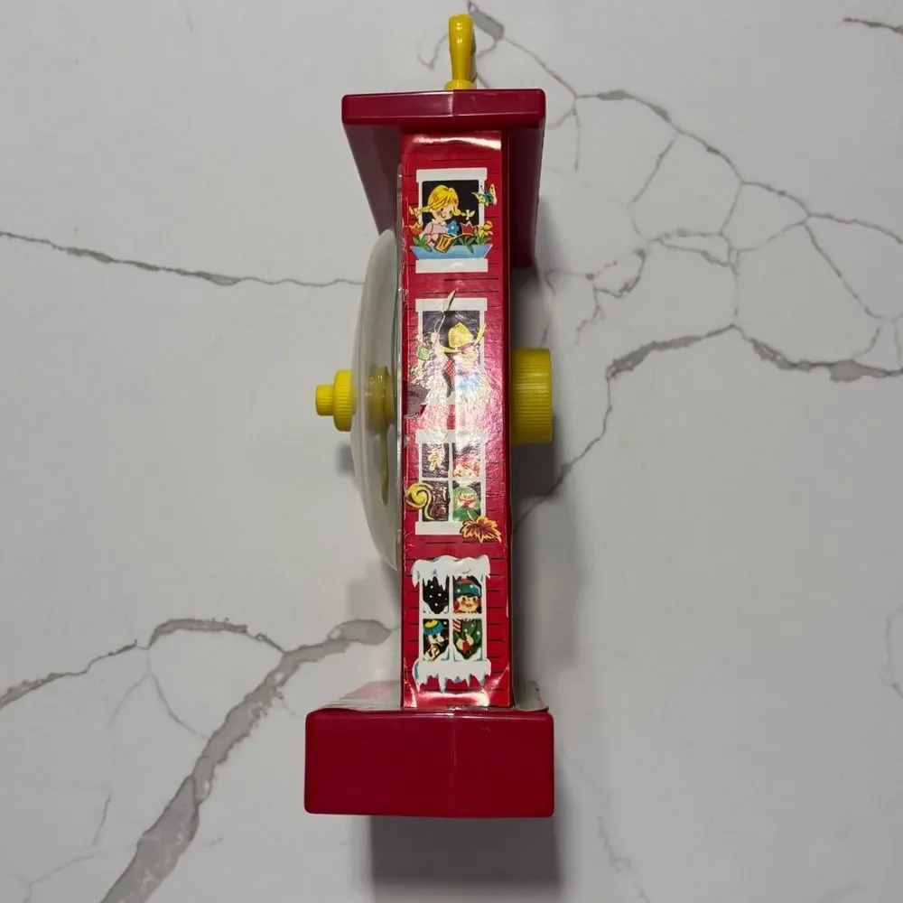 Vintage Fisher-Price Little Red School House Music Box Teaching Clock 2005 WORKS